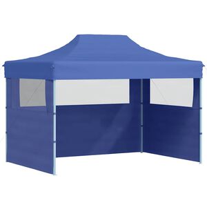 vidaXL saliekama nojume ar 3 sienām, zila, 3x4 m, tērauds
