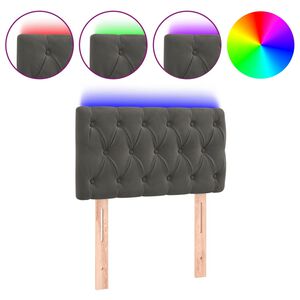 vidaXL gultas galvgalis ar LED, 80x7x78/88 cm, tum&scaron;i pelēks samts