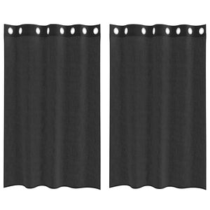vidaXL voile aizkari ar starplikām, 2 gab., melni, 140x175 cm