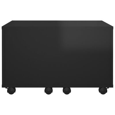 vidaXL kafijas galdiņš, spīdīgi melns, 60x60x38 cm, skaidu plāksne