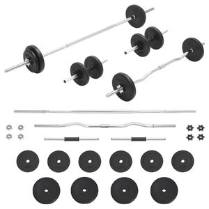 vidaXL svaru stieņu un hanteļu komplekts, 30 kg