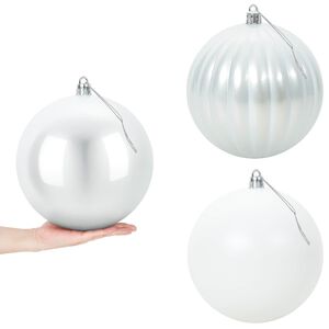 vidaXL Ziemassvētku bumbu komplekts XXL 3 gab. Balts &Oslash; 25 cm Plastmasa