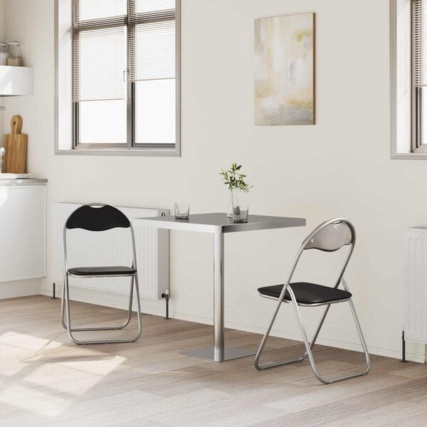 vidaXL Saliekamā krēsls 2 pcs Melns un pelēks 48 x 43,5 x 81 cm