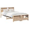 vidaXL Gultas rāmis ar plauktu Brūna 135 x 190 cm Masīvs priedes koks