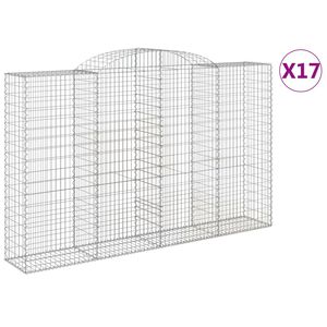 vidaXL arkveida gabiona grozi, 17gb., 300x50x180/200cm, cinkota dzelzs