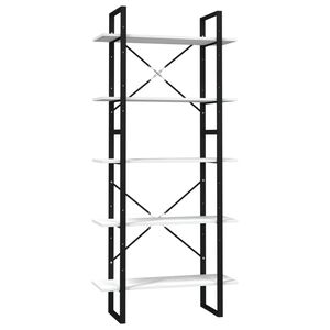 vidaXL 5-līmeņu grāmatu plaukts, 80x30x175 cm, priedes koks, balts