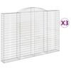vidaXL arkveida gabiona grozi, 3 gb., 300x30x200/220cm, cinkota dzelzs