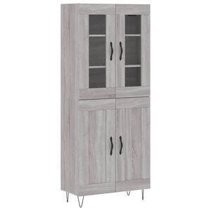 vidaXL augstais skapis, pelēks, 69,5x34x180 cm, inženierijas koks