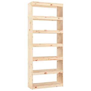 vidaXL grāmatu plaukts, 80x30x199,5 cm, priedes masīvkoks