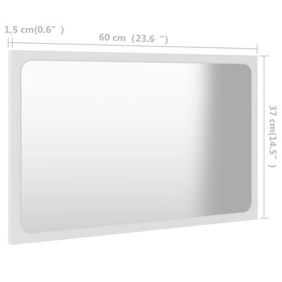 vidaXL vannasistabas spogulis, balts, 60x1,5x37 cm