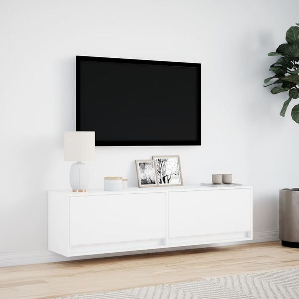 vidaXL TV sienas skapītis ar LED lampiņām, balts, 140x31x38 cm