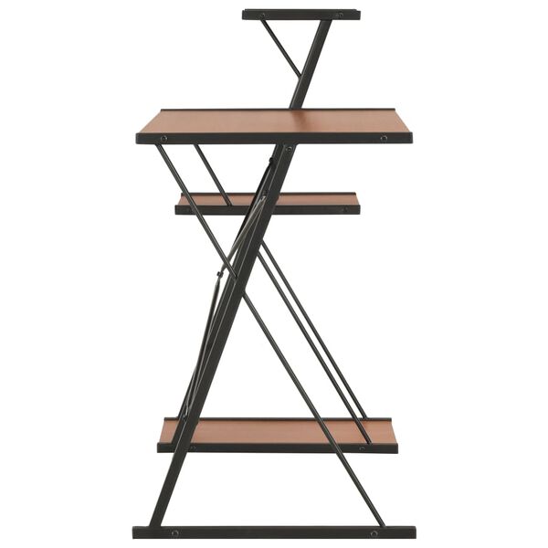 vidaXL rakstāmgalds ar plauktu, melns un brūns, 116x50x93 cm