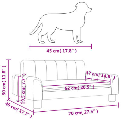 vidaXL gulta suņiem, melna, 70x45x30 cm, audums