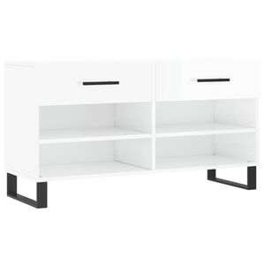 vidaXL apavu skapītis, spīdīgi balts, 102x35x55 cm, inženierijas koks