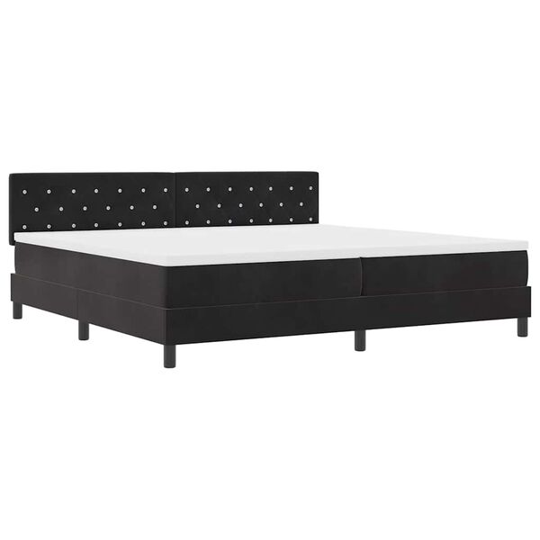 vidaXL LED gultas pamatne ar matraci ar LED Melna 200 x 200 cm Samts