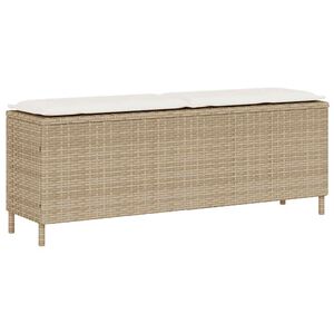 vidaXL dārza sols ar spilvenu, bē&scaron;s, 110x30x40,5 cm, PE rotangpalma