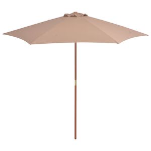 vidaXL dārza saulessargs ar koka kātu, 270 cm, pelēkbrūns