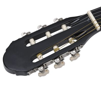 vidaXL 12-daļīgs ģitāras komplekts ar 6 stīgām un ekvalaizeru, melns