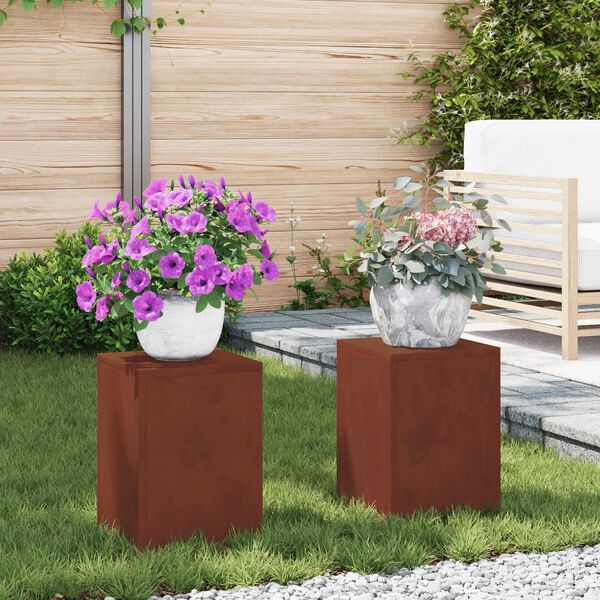 vidaXL Augu statīvs 2 pcs Rūsa 24 x 24 x 35 cm Novecināts tērauds
