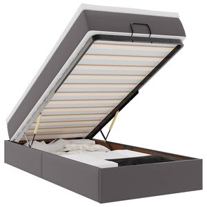 vidaXL Osmaņu gultas rāmis ar matrača pelēks 90x190cm mākslīgā āda