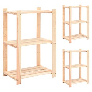 vidaXL 3-līmeņu glabā&scaron;anas plaukti, 3 gb., 60x38x90 cm, priede, 150 kg