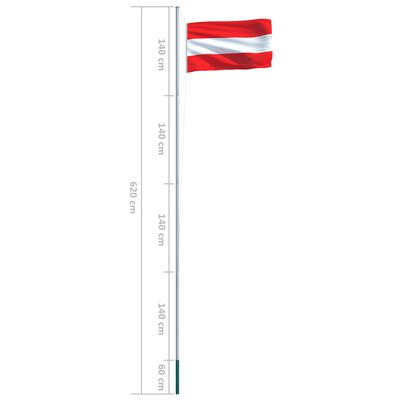 vidaXL Austrijas karogs un karoga masts, alumīnijs, 6,2 m