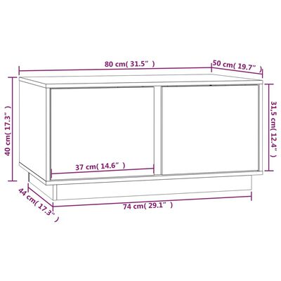 vidaXL kafijas galdiņš, 80x50x40 cm, priedes masīvkoks