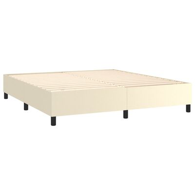 vidaXL atsperu gulta, matracis, LED, krēmkrāsas, 180x200 cm
