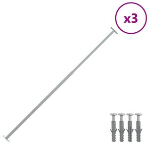 vidaXL logu dro&scaron;ības restes, regulējamas, 3 gab., 710-1200 mm