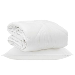 vidaXL Visu sezonu segu ar spilvenu 2 pcs Balts Mikro&scaron;ķiedra
