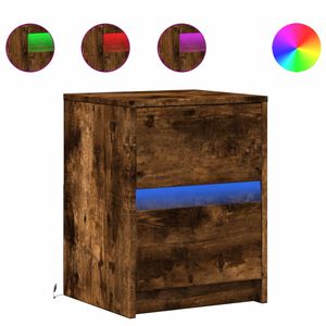 vidaXL naktsskapītis ar LED, ozolkoka krāsā, inženierijas koks