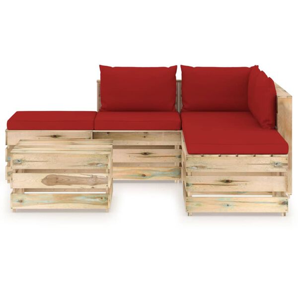 vidaXL 6-daļīgs dārza atpūtas mēbeļu komplekts ar matračiem, koks