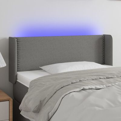vidaXL gultas galvgalis ar LED, 83x16x78/88 cm, tumši pelēks audums