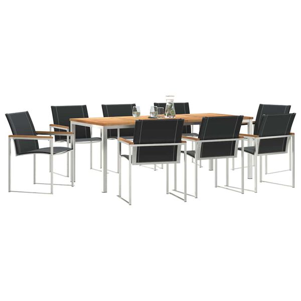 vidaXL Dārzaēdamistabaskomplekts 9 pcs Ciets teaks