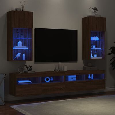 vidaXL TV skapīši ar LED, 2 gab., brūna ozolkoka krāsa, 40,5x30x90 cm