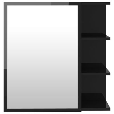 vidaXL vannasistabas spoguļskapītis, spīdīgi melns, 62,5x20,5x64 cm