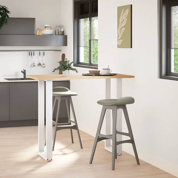 vidaXL bāra galda kājas, U-veida, 2 gab., baltas, 40x(110-111) cm, tērauds