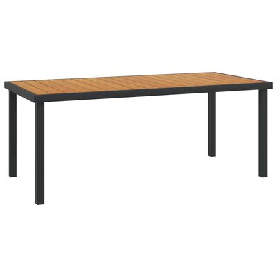 vidaXL dārza galds, brūns, 190x90x74,5 cm, alumīnijs un WPC