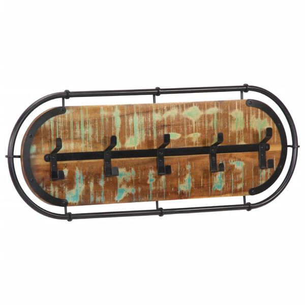 vidaXL sienas drēbju pakaramais ar 5 āķiem, pārstrādāts masīvkoks