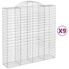 vidaXL arkveida gabiona grozi, 9 gb., 200x50x200/220cm, cinkota dzelzs
