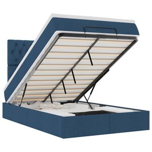 vidaXL Osmaņu gultas rāmis ar matrača zils 120x200 cm audums