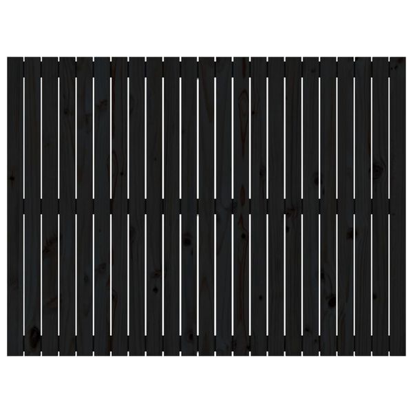 vidaXL sienas galvgalis, melns, 146,5x3x110 cm, priedes masīvkoks