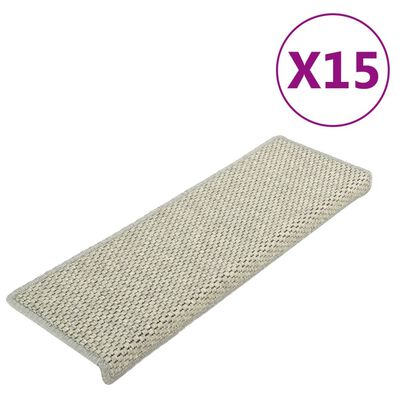 vidaXL kāpņu paklāji, 15 gab., pašlīmējoši, 65x21x4 cm, pelēki