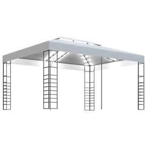 vidaXL dārza nojume ar LED lampiņu virtenēm, 4x3x2,7 m, balta