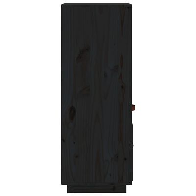 vidaXL augstais skapītis, melns, 34x40x108,5 cm, priedes masīvkoks