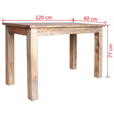vidaXL virtuves galds, 120x60x77 cm, pārstrādāts masīvkoks