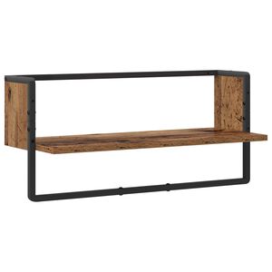 vidaXL Sienas plaukts Vecs koks 65 x 25 x 30 cm metāls PB