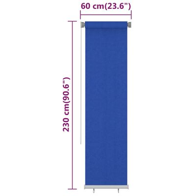 vidaXL āra ruļļu žalūzijas, 60x230 cm, zilas, HDPE