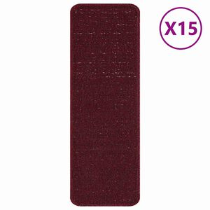 vidaXL Antislip kāpņu paklāji 15 pcs Bordo 60 x 25 cm PP