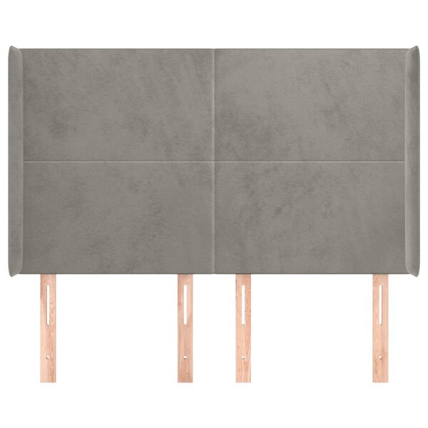 vidaXL galvgalis ar malām, gai&scaron;i pelēks samts, 147x16x118/128 cm